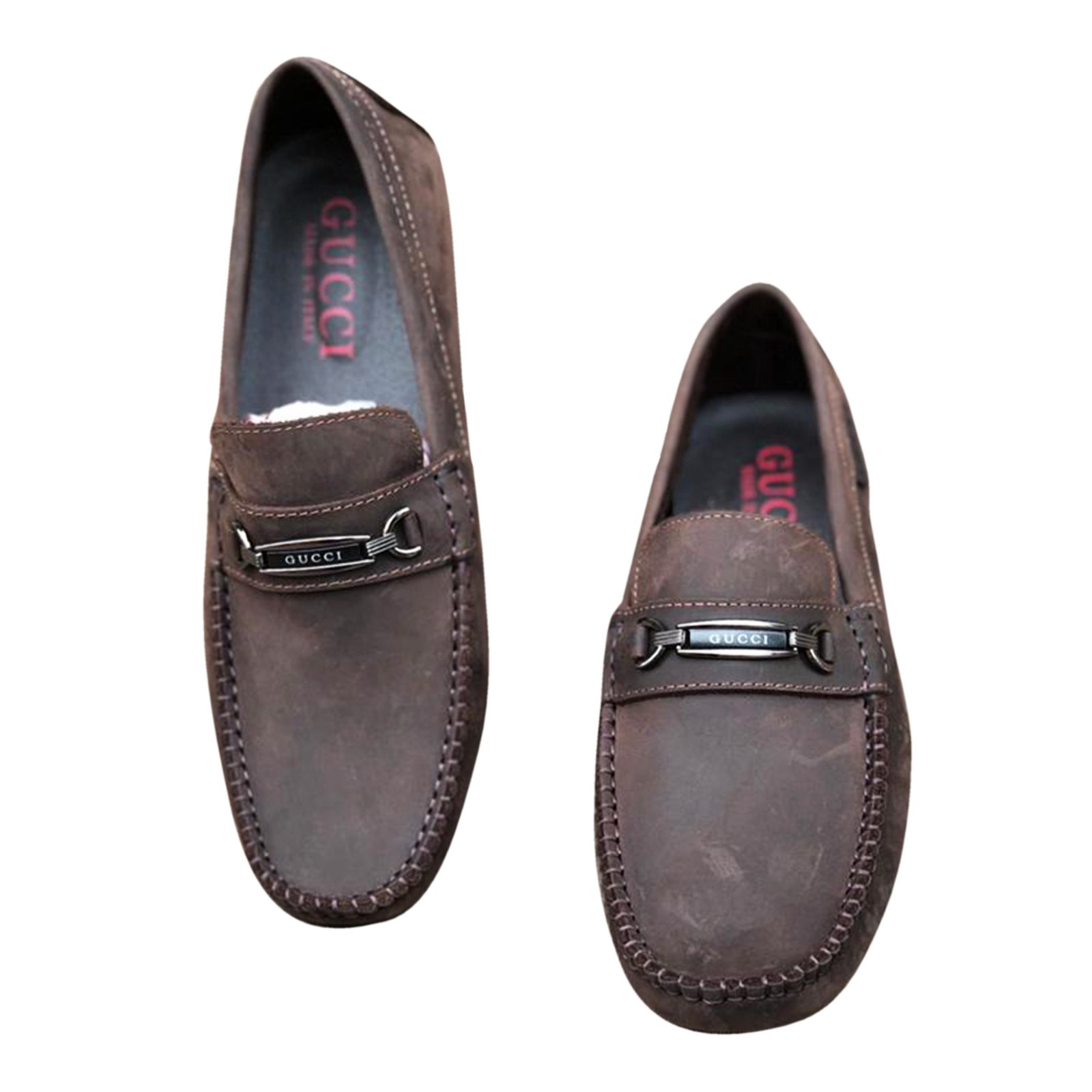 Men’s Classic Leather Designer Moccasins -Brown - Discount Duuka