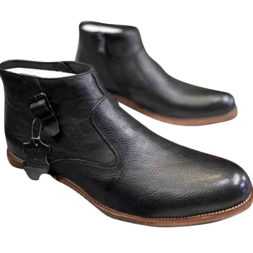 Pure Leather Men’s Boots-Black - Discount Duuka