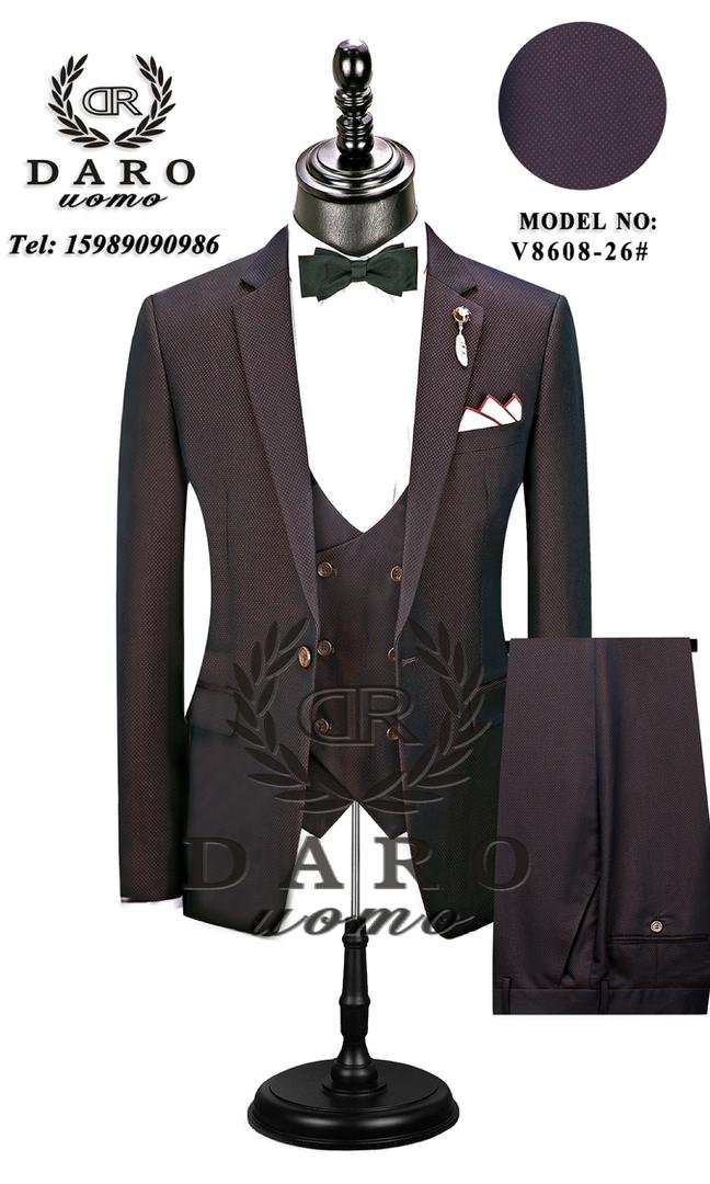 Men's 3 Pieces Slim Fit Suit - Brown